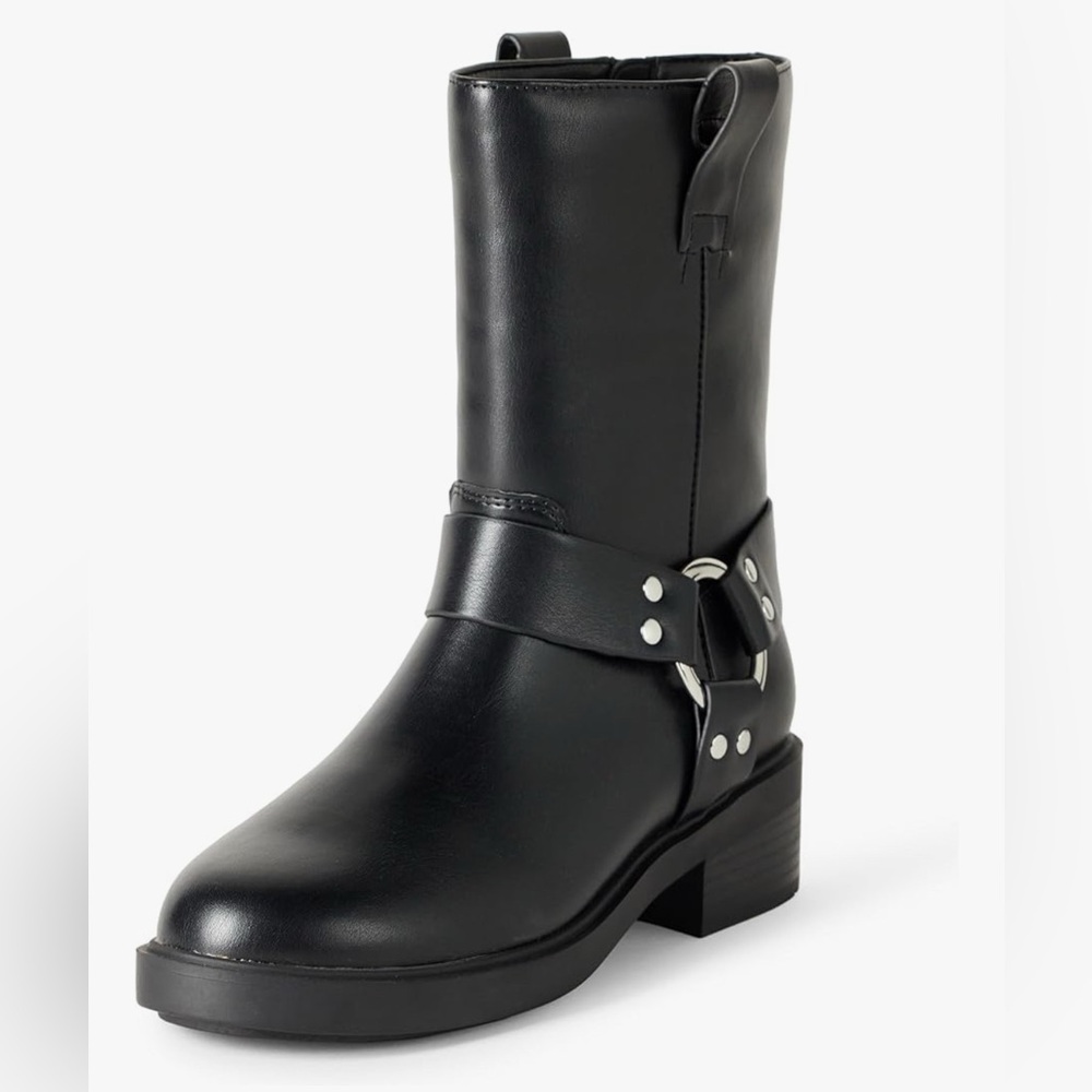 The Drop Women's Lilith Short Moto Boot with Buckles Biker